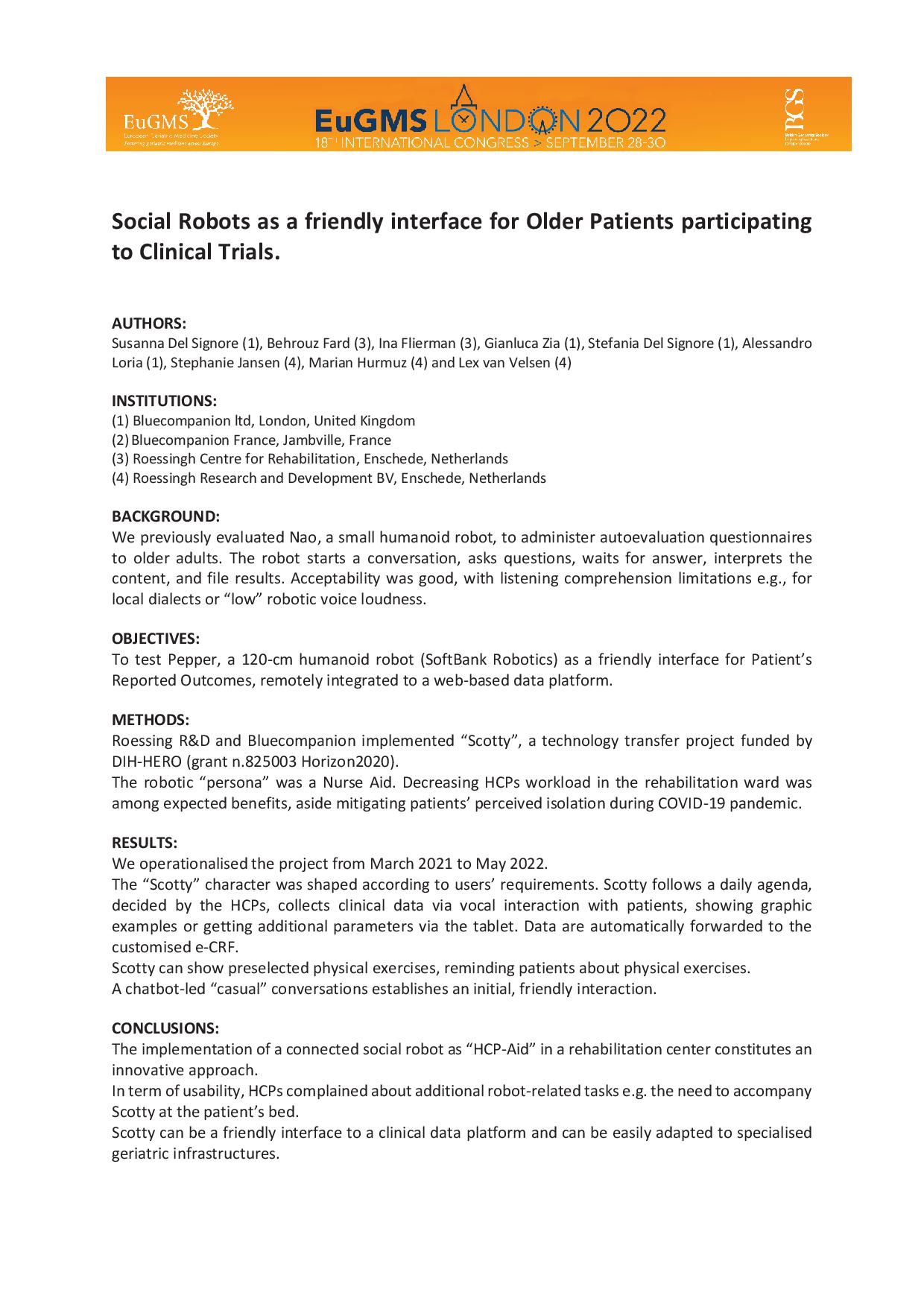 Abstract — studio robot sociali, EUGMS 2022