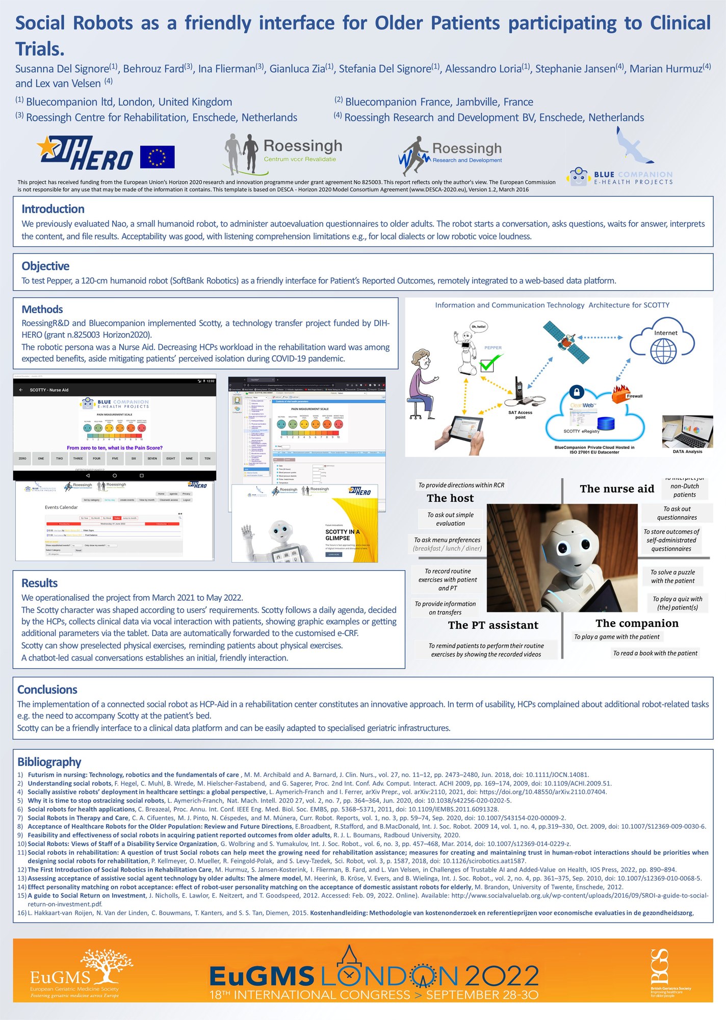 EUGMS 2022 Londres — Communication orale sur les robots d'assistance sociale