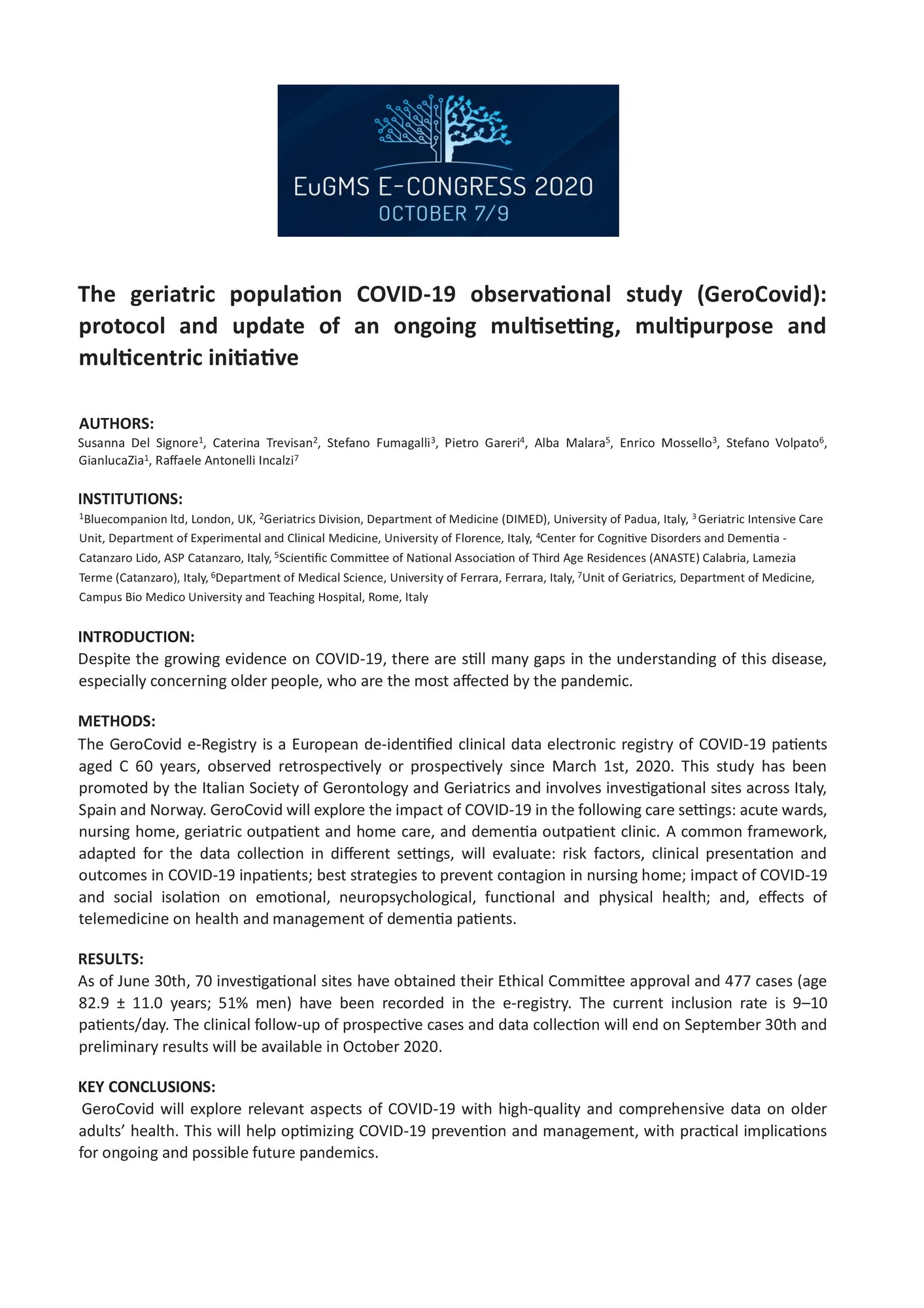 Abstract — EUGMS 2020 E-Congress