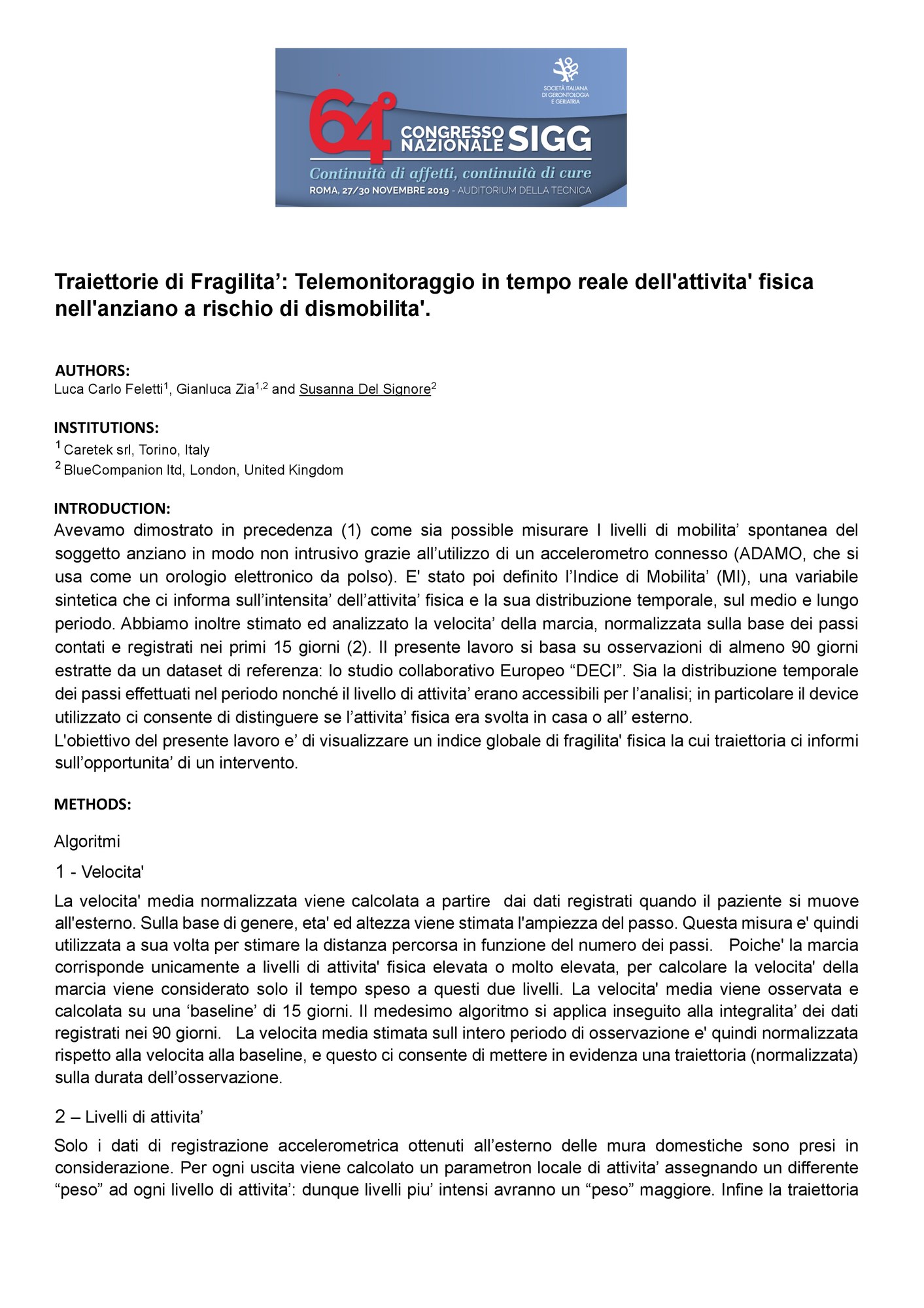 Abstract — SIGG 2019 Rome