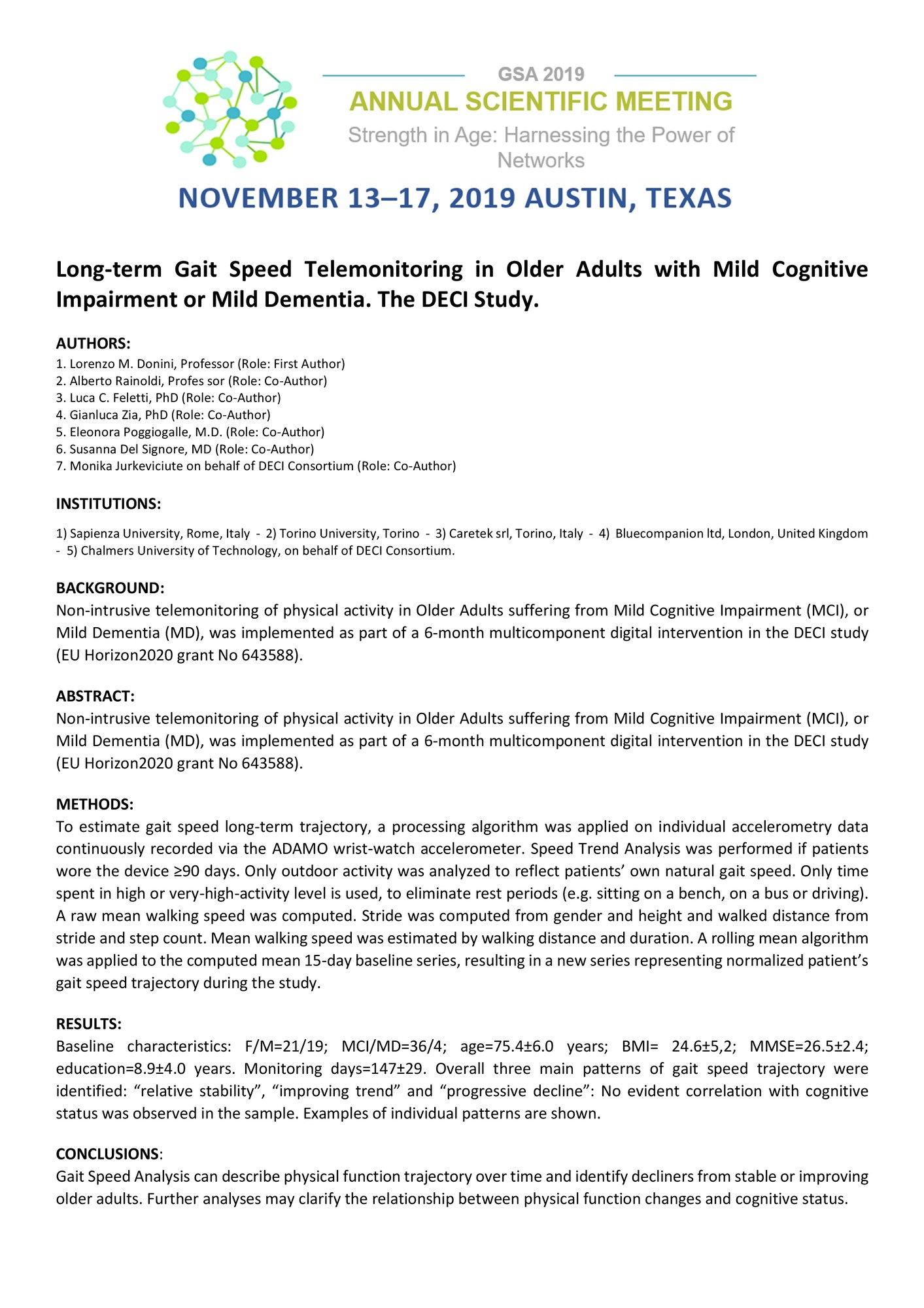 Abstract — Donini, GSA 2019