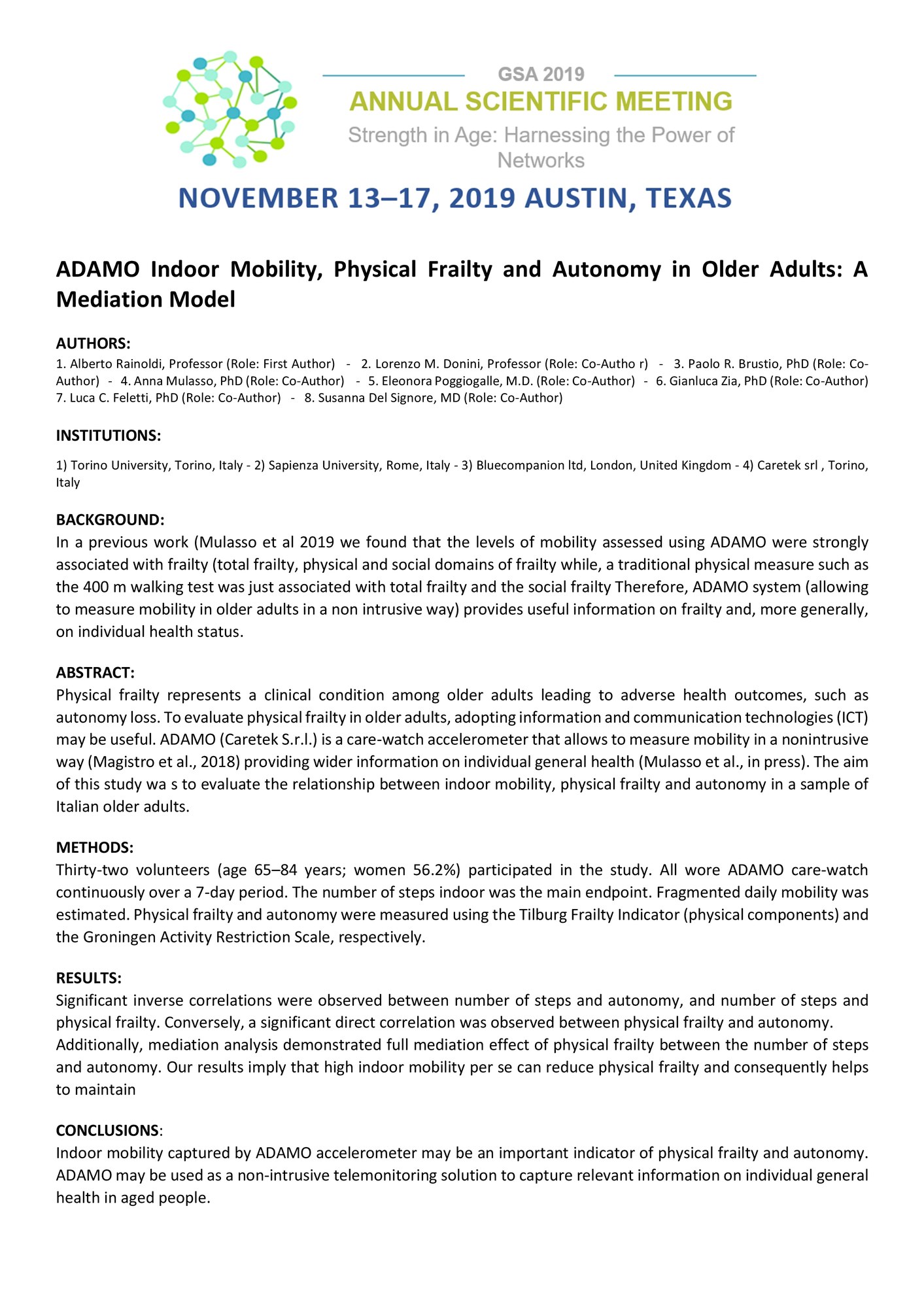 Abstract — Rainoldi, GSA 2019