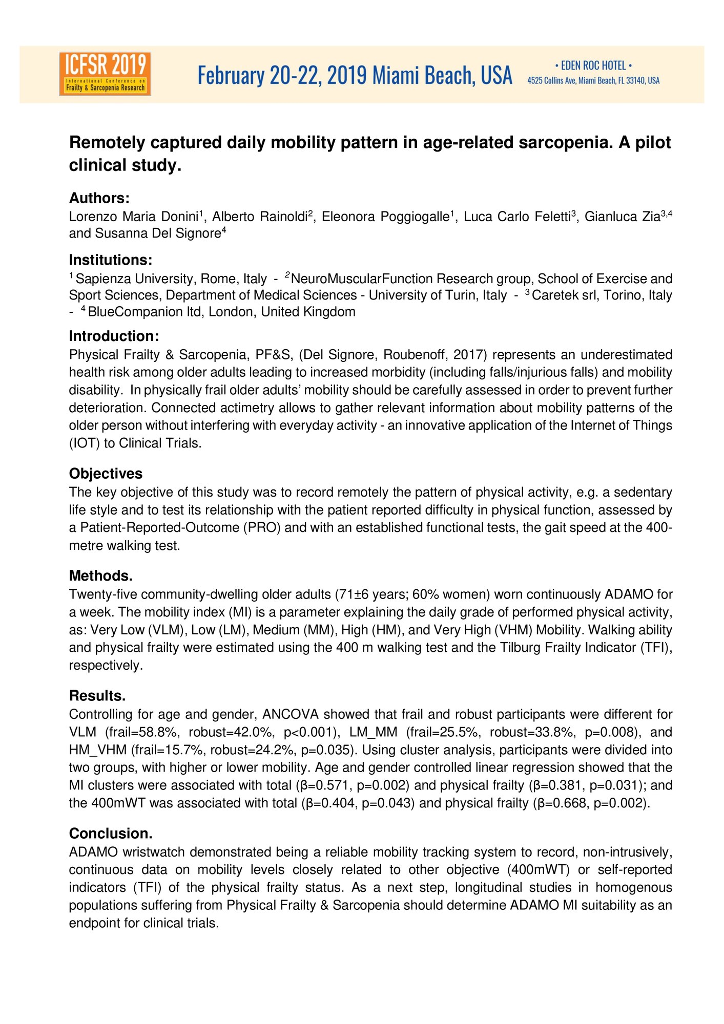 Abstract — ICFSR 2019 Miami